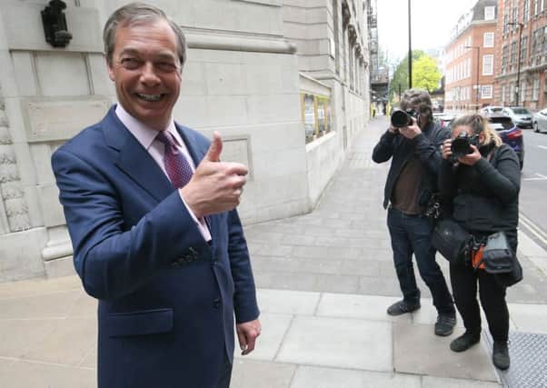 Nigel Farage celebrates the Brexit Party's success in the European Parliament elections.