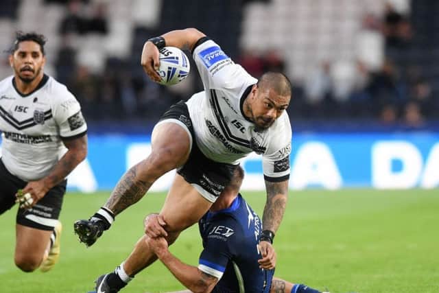 Hull's Sika Manu gets in for a try. (PIC: Johnathan Gawthorpe)
