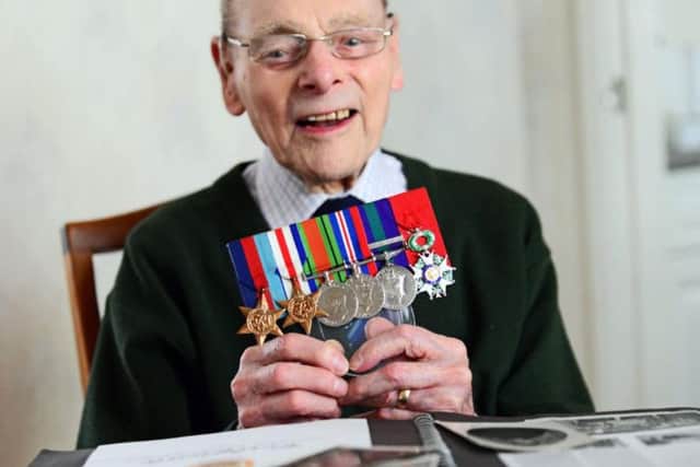 Gordon Drabble with his war-time medals