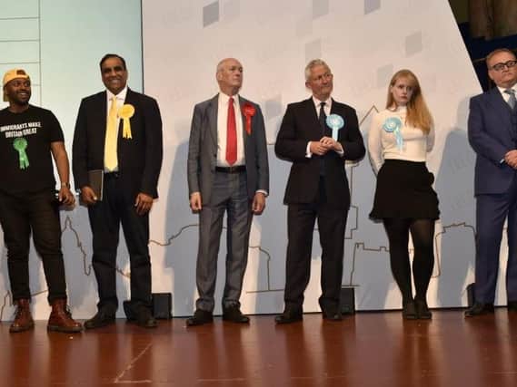 Yorkshire's six MEP's: Magid Magid, Green; Shaffaq Mohammed, Lib Dem; Richard Corbett, Labour; Jake Pugh, Lucy Harris and John Longworth, all Brexit Party