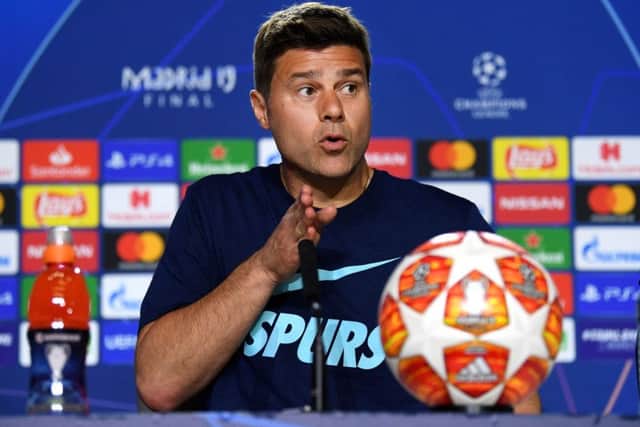 Tottenham Hotspur manager Mauricio Pochettino during a press conference at The Estadio Metropolitano, Madrid (Picture: UEFA via Getty Images/PA Wire)