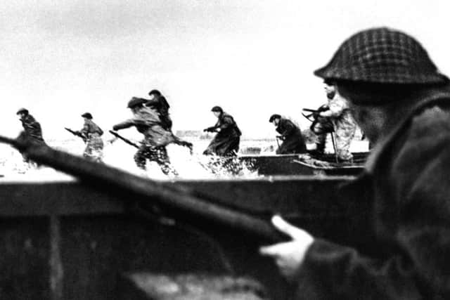 Canadian soldiers land on the Normandy beaches on June 6, 1944.