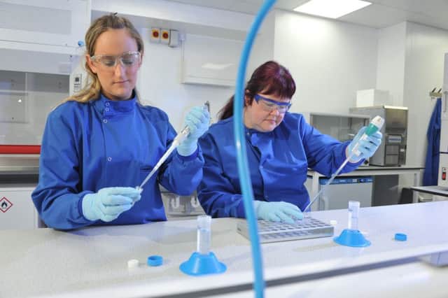 10 August 2017......    Analytical scientists Olivia Scott and Gill Riches in the labs at Tissue Regenix in Swillington, Leeds. Picture Tony Johnson.