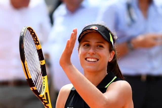 COMING THROUGH: Johanna Konta celebrates victory against Sloane Stephens Picture: Clive Mason/Getty Images)