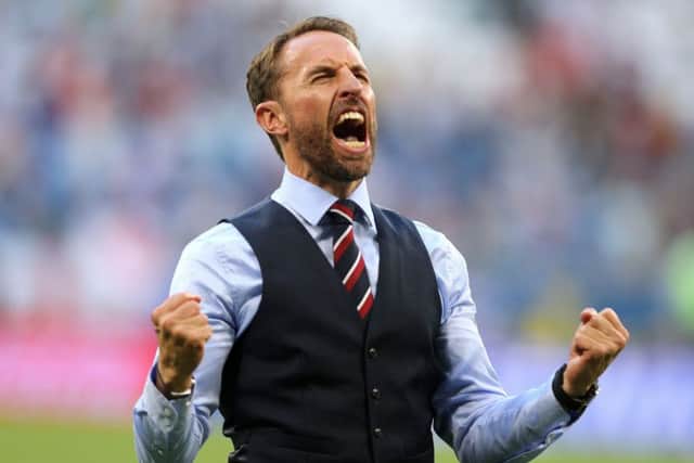 File photo dated 07-07-2018 of England manager Gareth Southgate celebrates victory after the FIFA World Cup, Quarter Final match at the Samara Stadium. PRESS ASSOCIATION Photo. Issue date: Sunday July 8, 2018. Gareth Southgate believes togetherness and drive has been a winning combination for his eager squad, with even the Euro 2016 humiliation providing a platform as England reached the World Cup semi-finals. See PA story WORLDCUP England. Photo credit should read Owen Humphreys/PA Wire.