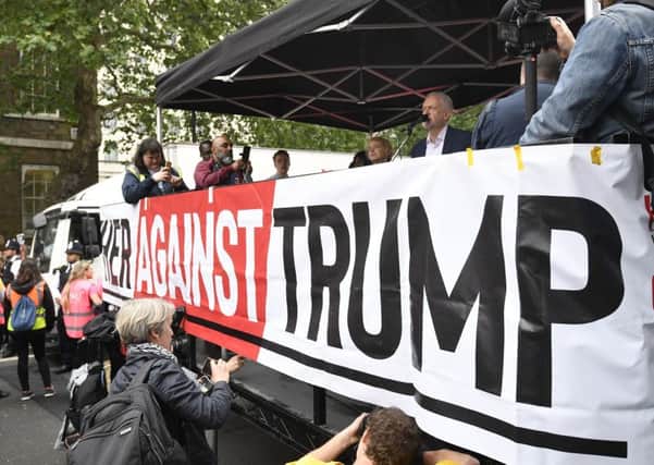 labour leader Jeremy Corbyn, speaking at an anti-Trump rally.