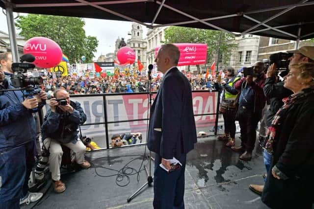 Jeremy Corbyn addressed an anti-Trump rally on Tuesday.
