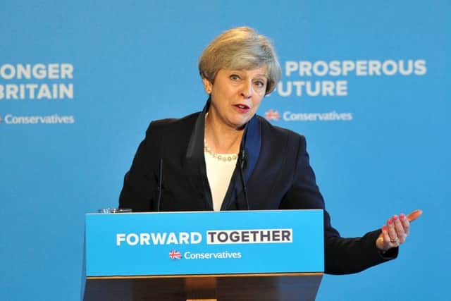 Prime Minister Theresa May launching the ill-fated the Conservative Manifesto at Dean Clough Mills in Halifax. Picture Tony Johnson.