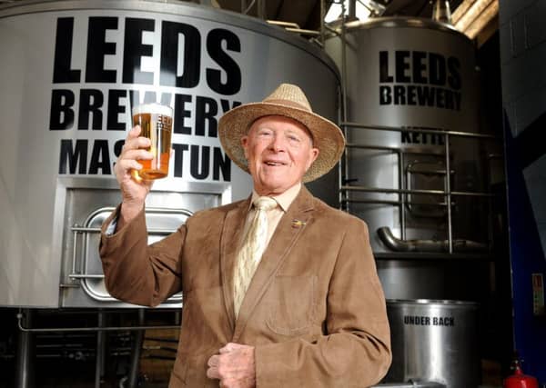Geofrey Boycott with his own beer, 'Boycott's Best', brewed by the Leeds Brewery with money going to the Yorkshire Air Ambulance. Picture by Tony Johnson.