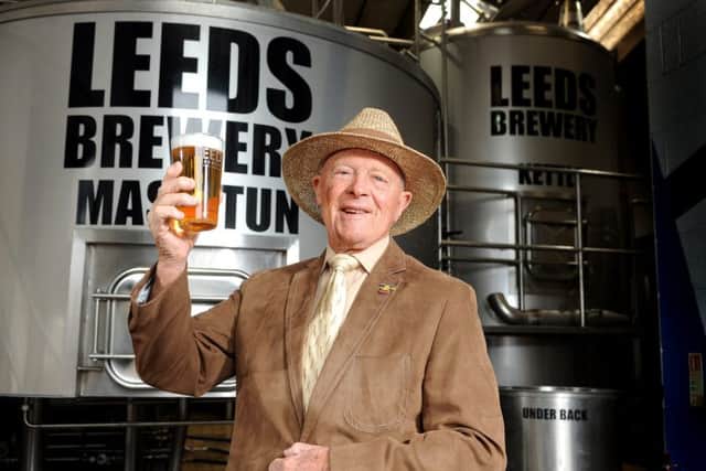 Geofrey Boycott with his own beer, 'Boycott's Best', brewed by the Leeds Brewery with money going to the Yorkshire Air Ambulance.  Picture by Tony Johnson.