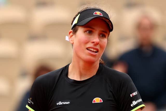 Johanna Konta reacts to a lost point during her semi-final defeat at Roland Garros. Picture: Clive Brunskill/Getty Images.