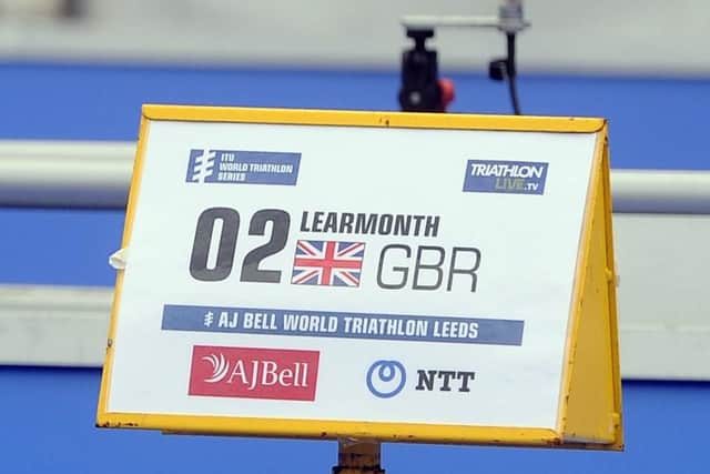 Jessica Learmonth's name at transition at World Series Leeds.