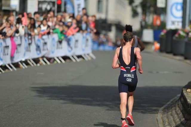 Alistair Brownlee runs up The Headrow in Leeds during the World Series event (Picture: Tony Johnson)