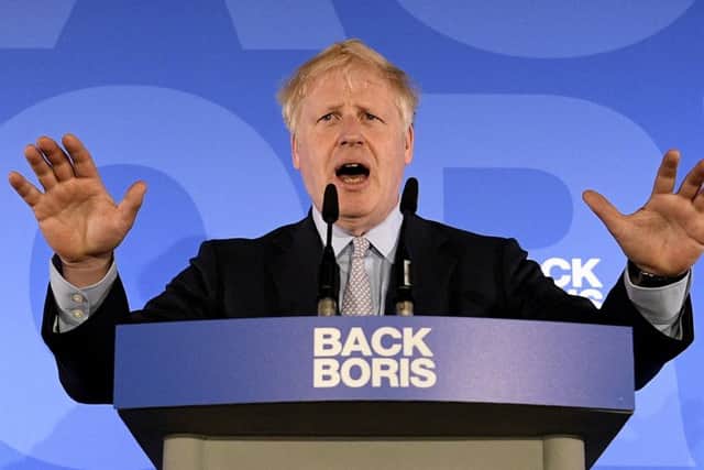 LONDON, ENGLAND - JUNE 12: Boris Johnson launches his Conservative Party leadership campaign at the Academy of Engineering on June 12, 2019 in London, England. (Photo by Leon Neal/Getty Images)