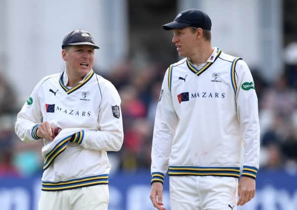 FRUSTRATION: Yorkshire captain Steve Patterson, right, with Gary Ballance. Picture: Gareth Copley/Getty Images