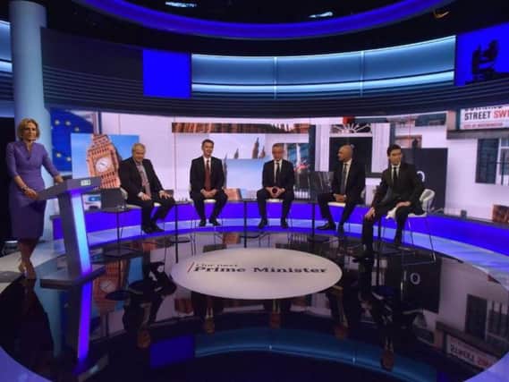Tory leadership hopefuls clash in a BBC TV debate. Credit: PA