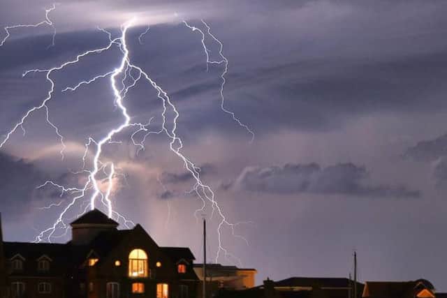 An incredible lightning strike captured in Eastbourne. Photo: Mark Jarvis/Twitter/PA Wire