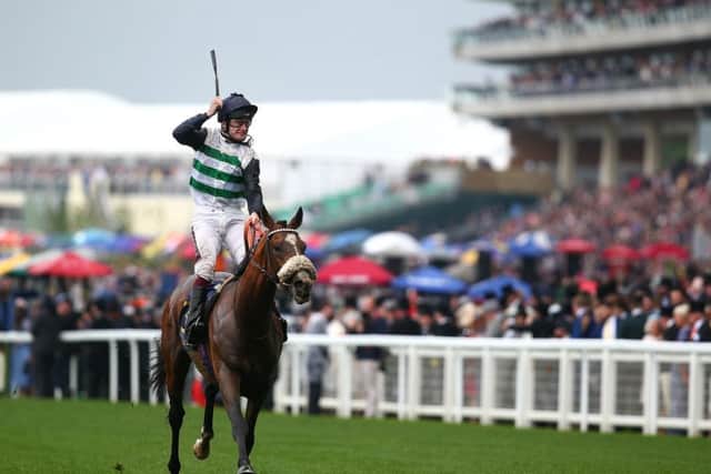 Oisin Murhpy celebrates St Leger contender Dashing Willoughby's Royal Ascot win.