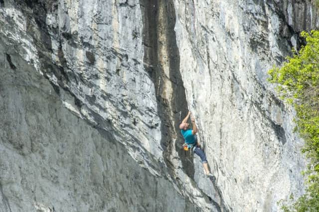 A climber at Malham Cove. Picture Bruce Rollinson