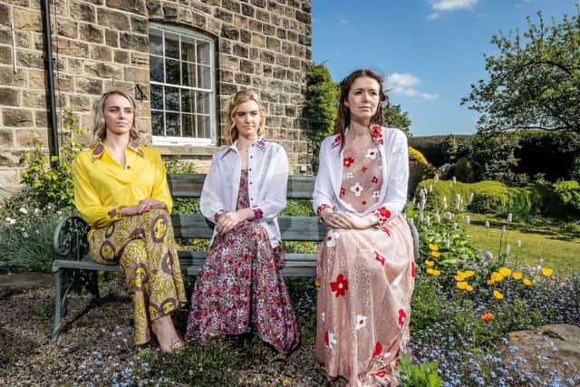 By Mary Benson. 
Left: The Bianca Sunflower Jumpsuit £250. Middle: The Julia Ditsy Dress £280 Right: Blossom Dress by Mary Pre-loved £65. Charlotte Graham

Pictures for the Great Yorkshire Show