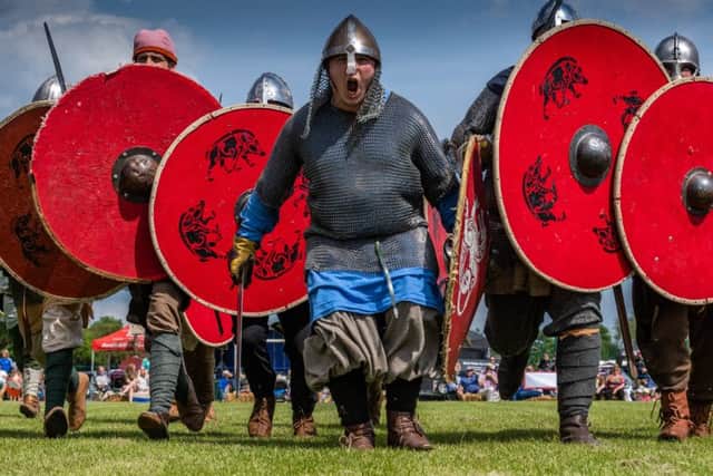 The first Viking Festival held at Ulleskelf, near Tadcaster, with entertainment from Jorfor's Hall Viking reenactment group.