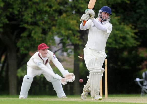 Andrew Stolarski was last man out for Pudsey Congs, bowled by Morley's Henry Rush for one run. PIC: Steve Riding