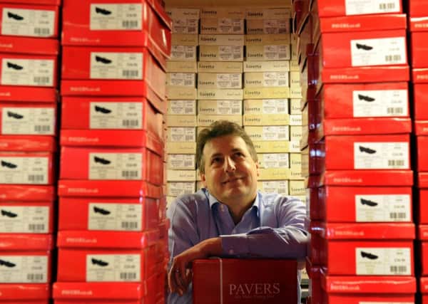 Stuart Paver of Pavers Shoes in their warehouse at Upper Poppleton in York.