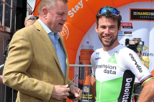 Former Welcome to Yorkshire chief executive Sir Gary Verity with top top cyclist Mark Cavendish, a multiple Stage winner of the Tour de France.