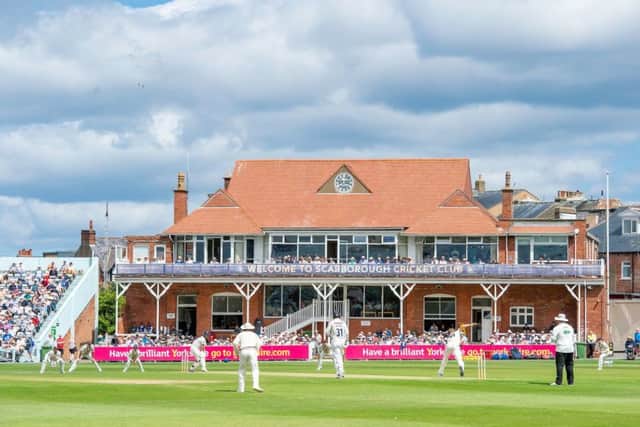 A general view (GV) of Yorkshire playing Surrey at Scarborough's North Marine Road ground. (Picture: Allan McKenzie/SWpix.com)