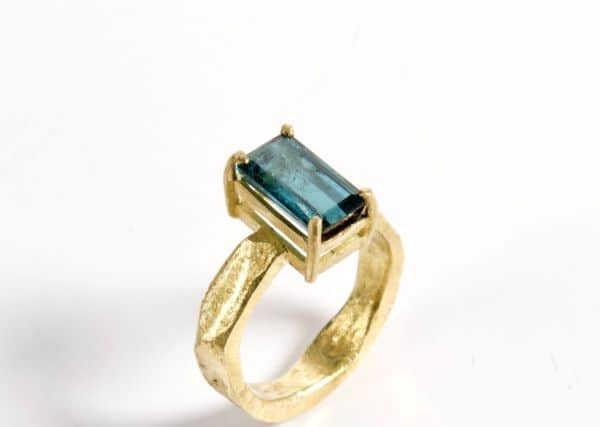 Jennie Gill 18ct  gold ring set with an Afghan Indicolite natural tourmaline, £2,200.