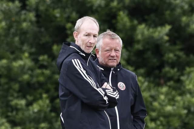 Alan Knill and Chris Wilder during the pre-season training session at Shirecliffe. Picture: Simon Bellis/Sportimage
