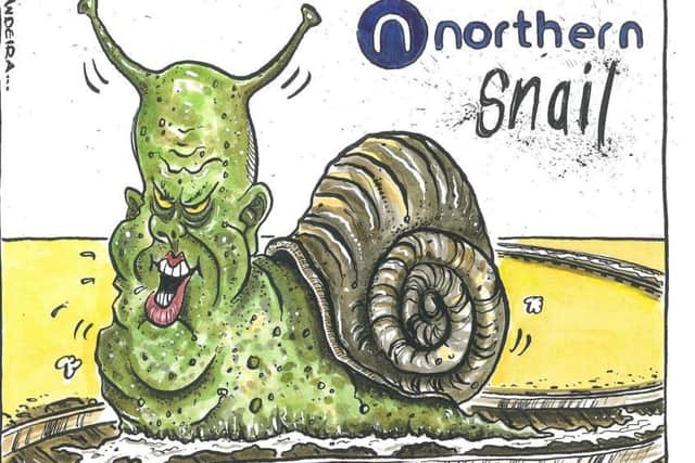 Cartoonist Graeme Bandeira's depiction of Transport Secretary Chris Grayling - and the Northern rail franchise.