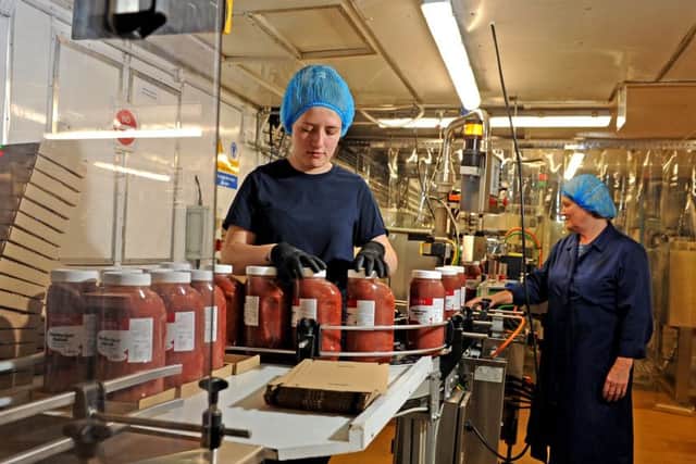25 June 2019......   The production line at the sixth generation family business  Shaws in Huddersfield, a company set up by George Shaw in 1889 now making chutneys and relishes. Picture Tony Johnson.