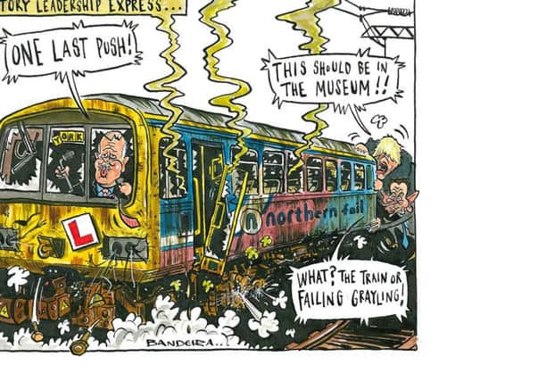 Cartoonist Graeme Bandeira's depiction of the Pacer train row ahead of the Tory leadership hustings.