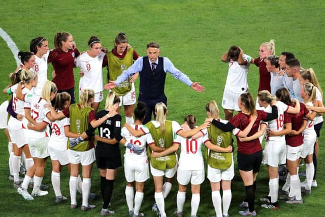 Phil Neville hailed his players for having "given it our absolute all" at the Women's World Cup after their 2-1 semi-final defeat against the United States. Picture: Richard Sellers/PA