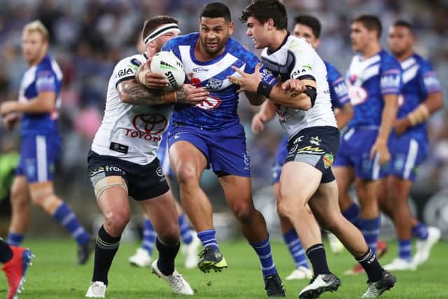 FIRST TASTE: Rhyse Martin, seen above for Canterbury Bulldogs, is set for his Leeds Rhinos debut tonight. Picture: Matt King/Getty Images.