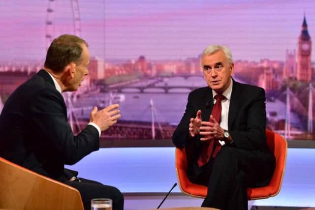 Shadow Chancellor John McDonnell talks to Andrew Marr