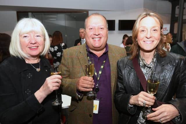 Paul Stead (centre), managing director of Daisybeck Studios, pictured with Susie Field (left) and Jayne Brierley (right), both also of Daisybeck Studios. Picture by Simon Wilkinson/SWpix.com.
