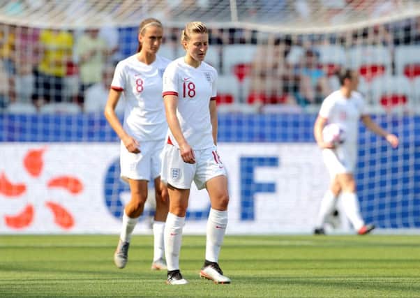England's Ellen White appears dejected after Sweden's Kosovare Asllani scores her side's first goal of the game during the FIFA Women's World Cup third-place play-off at the Stade de Nice, Nice. PIC: Richard Sellers/PA Wire