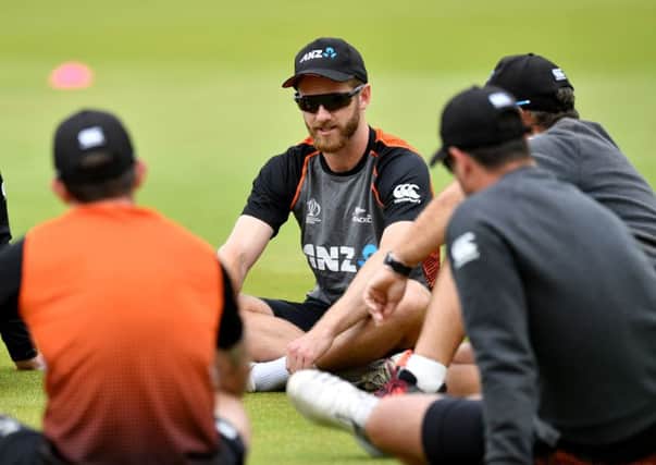 New Zealand's Kane Williamson speaks to players during the nets session at Emirates Old Trafford. Picture: Anthony Devlin/PA