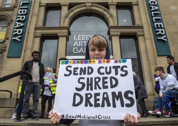 Youngsters took place in a protest in Leeds recently over funding arrangements for pupils with special educational needs.