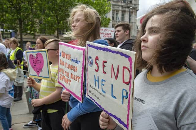 Young people at the recent protest in Leeds over special needs funding.