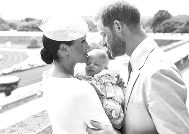 The Duke and Duchess of Sussex at their son Archie's christening.