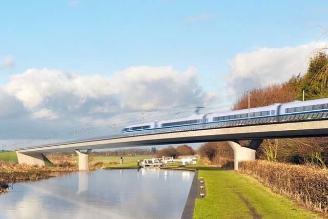 An artist's impression of the proposed HS2 line.