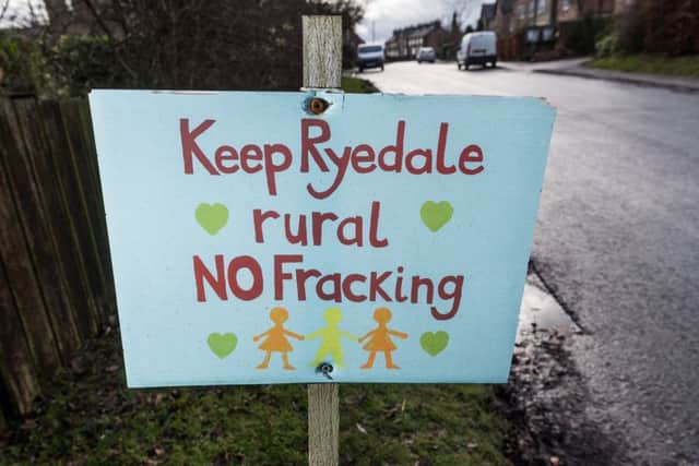 A sign in Ryedale expressing opposition to fracking.