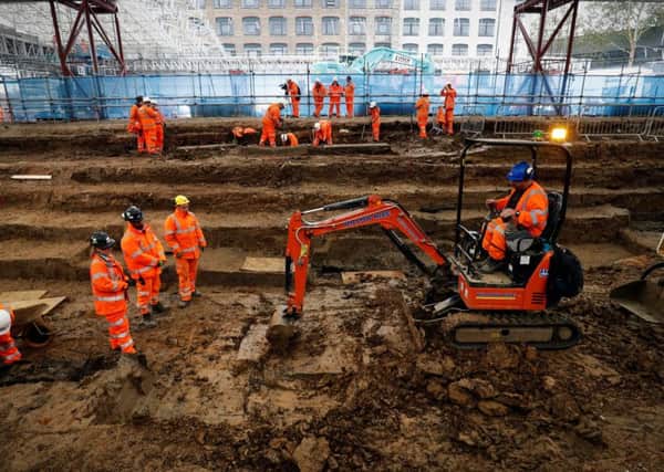 Excavation work continues on the HS2 site at London's Euston Station.