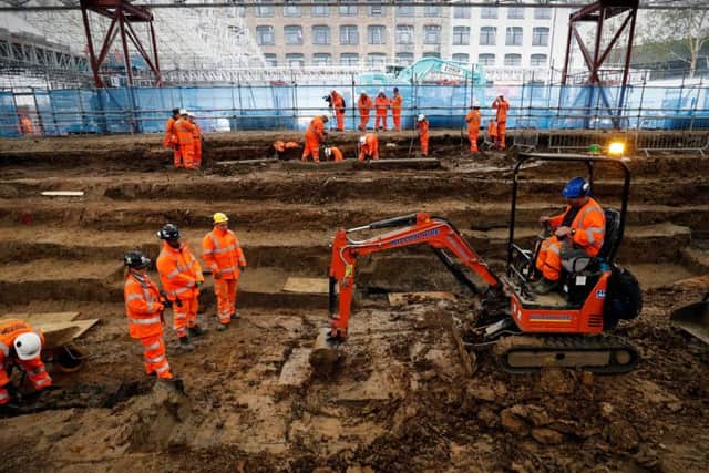 Preliminary work begins on the HS2 line at Euston Station in London.