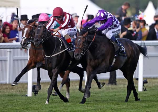 Mark Johnston's Baghad (centre), pictured winning at Royal Ascot last month, is among 81 entries for next month's £1m Sky Bet Ebor.