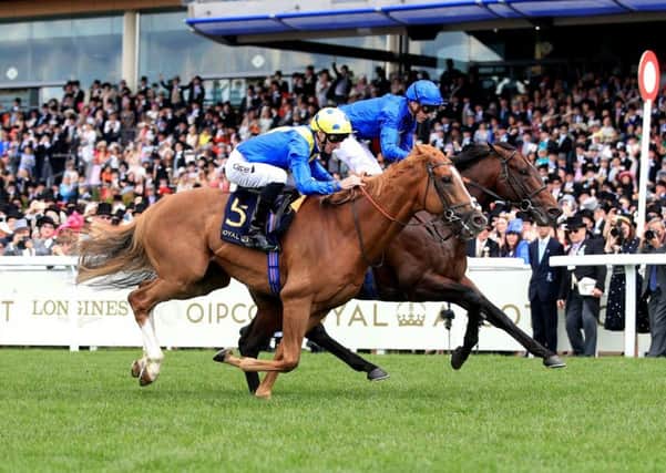 Dream Of Dreams and Danny Tudhope (near side) hope to win Newmarket's Darley July Cup after just failing to catch the now retired Blue Point at Royal Ascot last month.