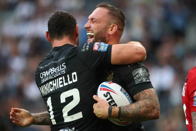 Hull FC's Josh Griffin celebrates his try. (PIC: Hull FC)